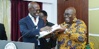 Dr. Kwesi Botchwey presenting the National Development Plan to Akufo-Addo