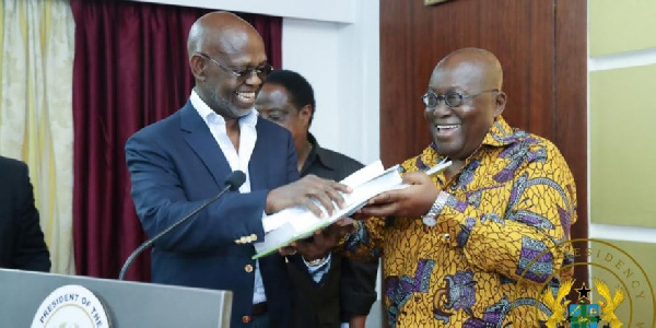 Dr. Kwesi Botchwey presenting the National Development Plan to Akufo-Addo