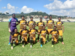 Ashanti Gold squad line up for a GPL fixture