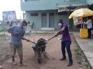 The church embarked on a two-hour, clean-up exercise at the main market of Amasaman