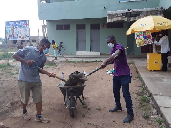 The church embarked on a two-hour, clean-up exercise at the main market of Amasaman