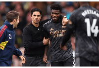 Thomas Partey with Arsenal manager, Mikel Areta