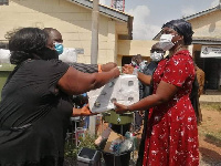 Ophelia Mensah Hayford making donation to Saltpond Government Hospital