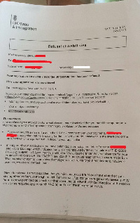 A refused visa slip