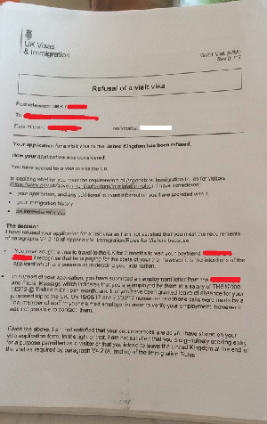 A refused visa slip