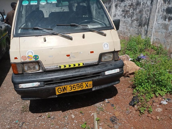 The mini bus involved in the accident in Agomanya