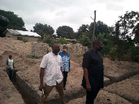 Governs Agbodzah and contructors at the building site of the classroom block