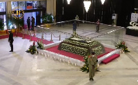 The mortal remains of the late former President Jerry John Rawlings lying in state