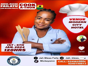 Chef Falilatu Abdul-Razak is set to embark on 120-hour cooking marathon from January 1, 2024