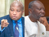 North Tongu MP Samuel Okudzeto Ablakwa (left), Finance Minister Ken Ofori-Atta (right)