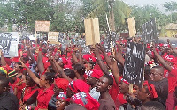 Some teacher trainees protesting