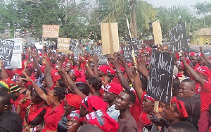 Some teacher trainees protesting