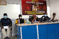 Mr Annan-Asare, (middle) addressing the media at the event on Wednesday