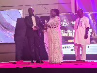 Former, MP for Hohoe Dr. Bernice Adiku Heloo receiving her award from organisers