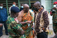 Minister of Land and Natural Resources Samuel Abu Jinapor in a chat with some of the c'ttee members