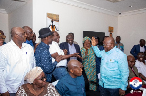 President Akufo-Addo greets Ken Agyapong as others look on