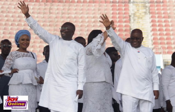 The President-elect and Vice President-elect wave on with their wives