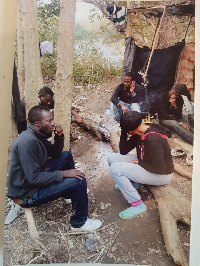 Nana Konadu and others in a forest on their way to Germany