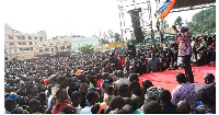 Kenya’s opposition leader leader Raila Odinga addressing supporters