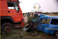 The mangled vehicles involved in the accident