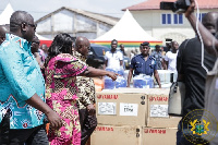 President Akufo-Addo and the Fisheries Minister inspecting the fishing equipment