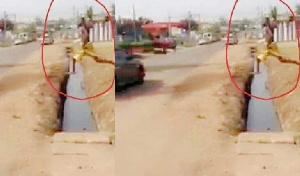 The security man sprinting across a gutter