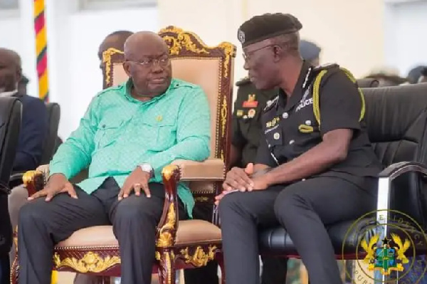 President Nana Addo Dankwa Akufo-Addo (left) with IGP Dr George Akuffo Dampare (right)