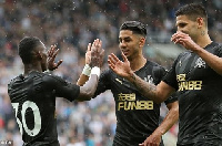 Christian Atsu Celebrates Ayoze Perez and Mitrovic