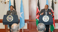 Somali President Mohamed Farmaajo and Kenyan President Uhuru Kenyatta at a past press conference