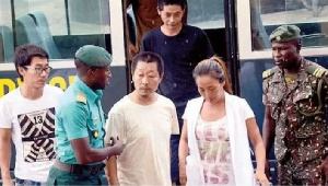 Galamsey queen, Aisha Huang, and 3 other Chinese nationals with immigration officers