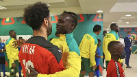 Mane exchanging greetings with Salah before the final
