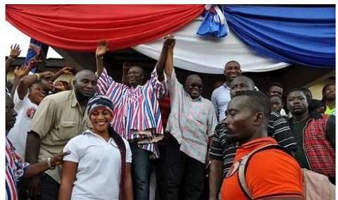 George Oduro clad in NPP smock with President Akufo-Addo at a rally