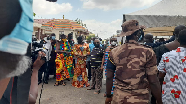 Asantehene, Otumfuo Osei Tutu II and his wife flanked by others