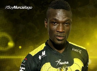 Francis Afriyie keeps the goal post of Murcielagos FC