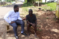 Edem Mensah Tsortsome having a chat with Nyedu