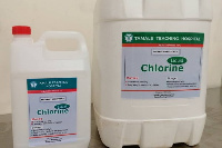 Bottles of the locally produced chlorine