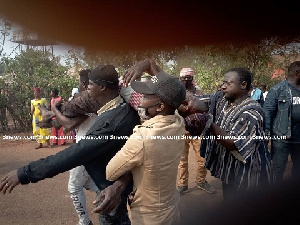 File photo: A man who was shot during one of the recent crossfires in Yendi being carried away