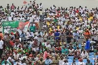 Some NDC supporters at Cape Coast stadium during the party's campaign launch