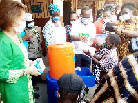 Pupils being taught how to wash their hands