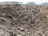 A crater was created in a major road following the explosion