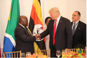 Akufo-Addo and Trump exchanging handshake