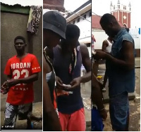 Some of the prisoners holding substances suspected to be drugs