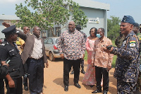 Dr Ebenezer Ansah second from left briefing the team on the extent of encroachment