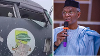 The attacked coach plus Kaduna govnor Nasir El-Rufai