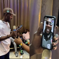 Black Sherif on a video call with Burna Boy