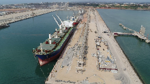 An aerial view of the new dry bulk terminal at the Port of Takoradi