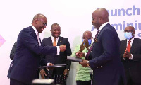 Michael Ansah (L), CEO of GIADEC and Kwasi Osei Ofori, CEO of Rocksure International