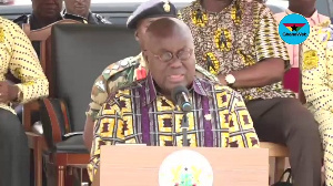 President Akufo-Addo speaking at the Pope John Senior High School