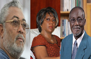 From left: Jerry John Rawlings, Valerie Sawyerr, Dr. Obed Asamoah