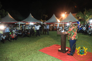 President Akufo-Addo speaking to the people of the Volta  Region during his 3-day visit